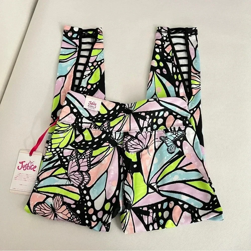 Justice Ankle Girls Butterfly Print Collection Legging Multicolored High Rise - Picture 8 of 13